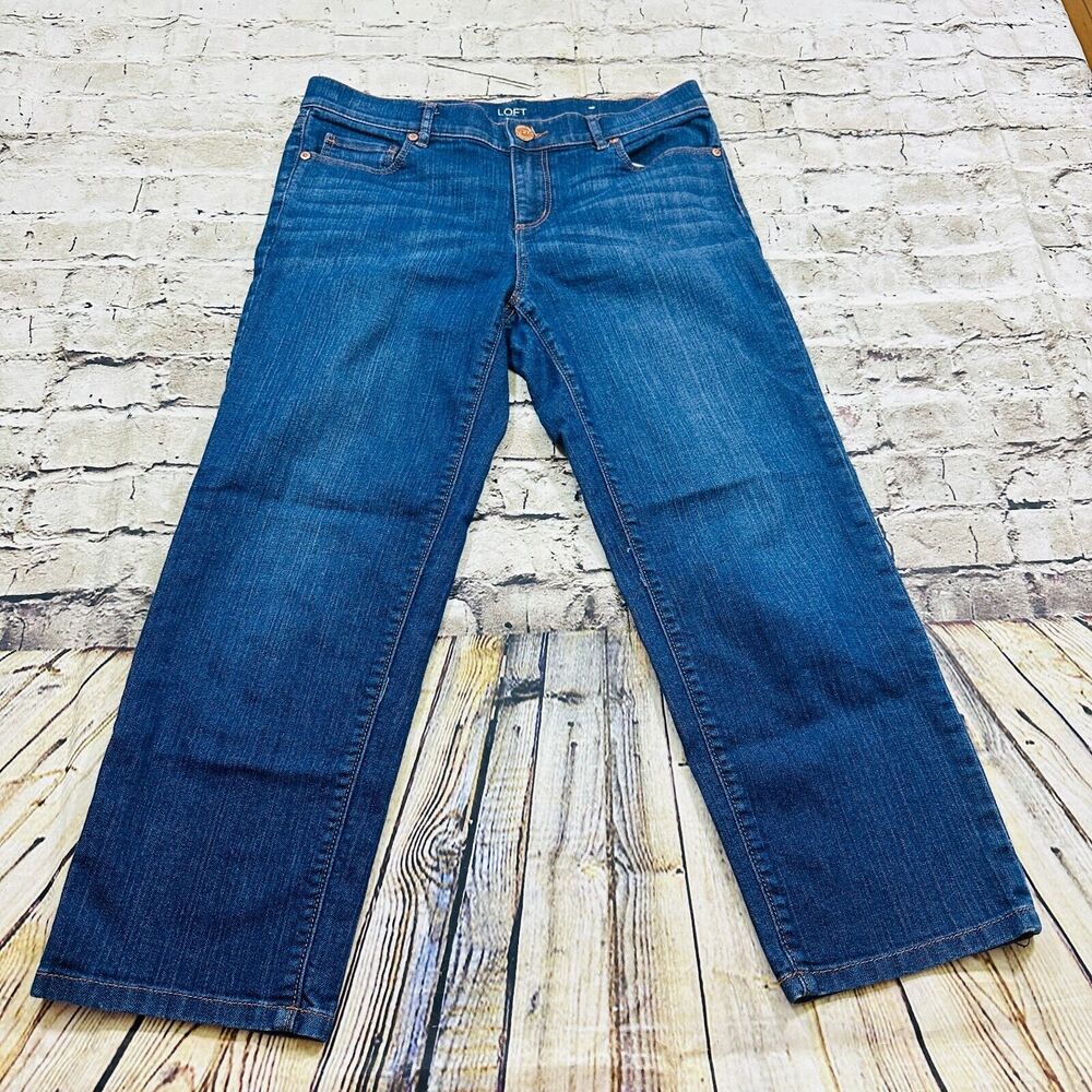 Loft Outlet Jeans Womens Sz.4P Blue Denim Original Straight‎ Crop Pants
